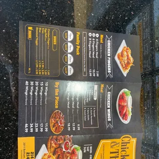 a menu for a restaurant