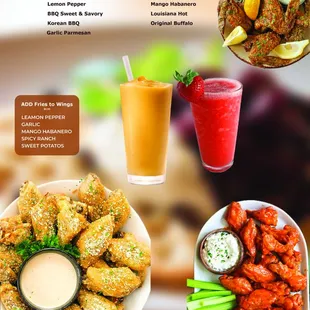 the menu for wings