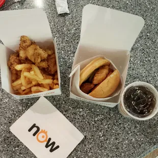 View from the top  chicken tenders and chicken sandwich