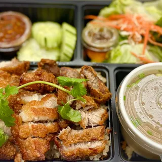 Crispy pork belly with Ginger rice