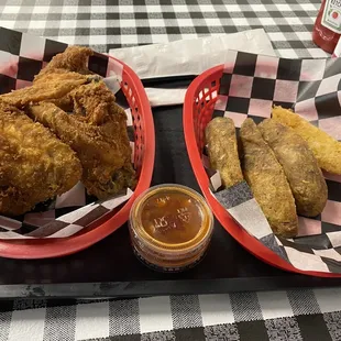 Chicken wings and western fries