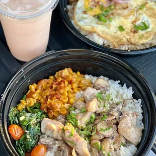 mushroom cream chicken plate + filipino cantaloupe juice