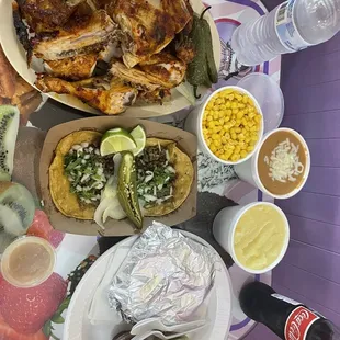 a variety of foods on a table