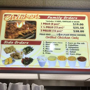 Family order menu