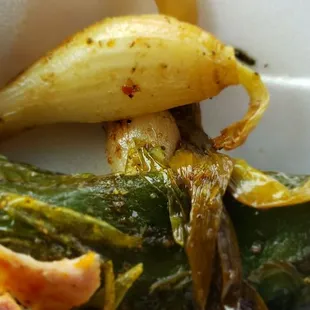 Grilled onions and a pepper.