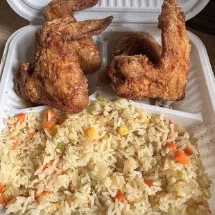 Four wings and rice