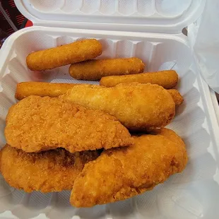 Chicken fingers and mozzarella sticks