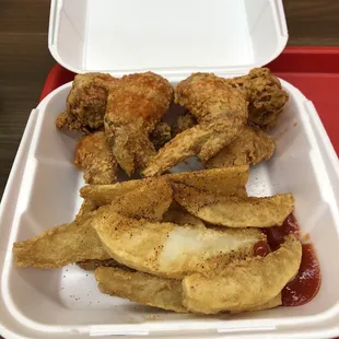 Chicken wings and western fries