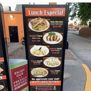 Lunch and every day specials may 2024