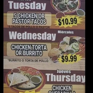 Specials Menu 03/02/24