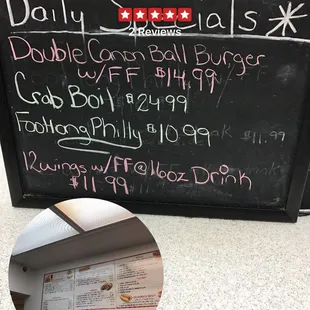 the menu and prices