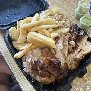 Half Chicken White Meat fried rice and fries