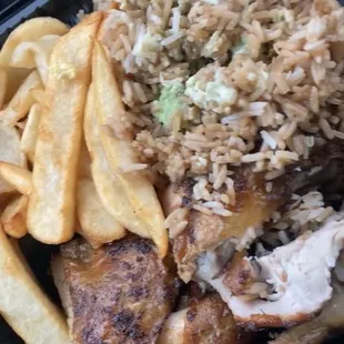 1/2 Chicken French Fries Fried Rice