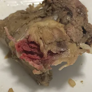 a close up of a piece of food