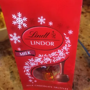 They are giving out chocolates for the holidays