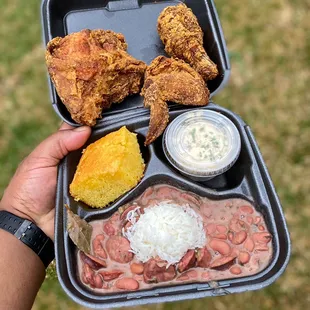 Fried Chick &amp; Red Beans