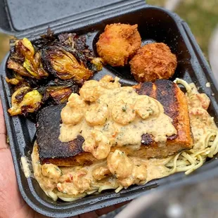 Blackened Salmon with added seafood sauce