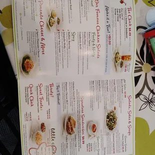 menu on table