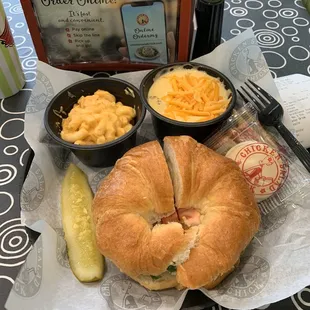 Fancy Nancy Croissant with Broccoli Cheese soup and Mac and cheese