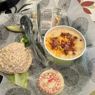 Barbie-Q chicken salad and potato soup