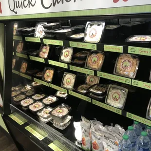 a display of food items