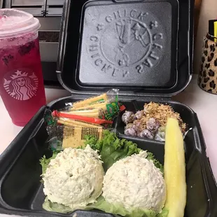 Chicken salad 2 scoops and grape salad