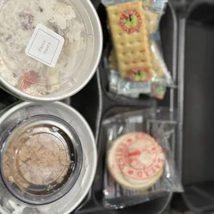 Got my chicken salad and grape salad to go-very nicely packaged and loved that I got the cookie and 4 packs of crackers!