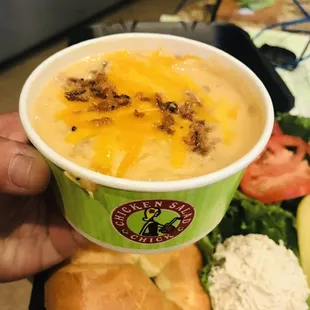 Baked potato soup. It was ok a bit too thick