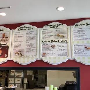 menus on the wall