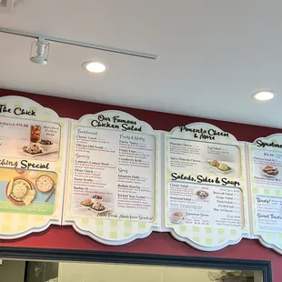 menus on the wall