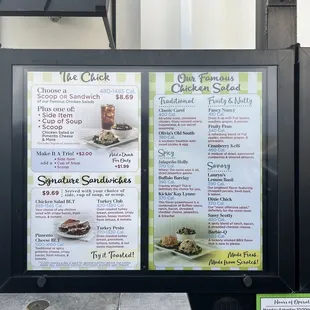 a menu for a restaurant