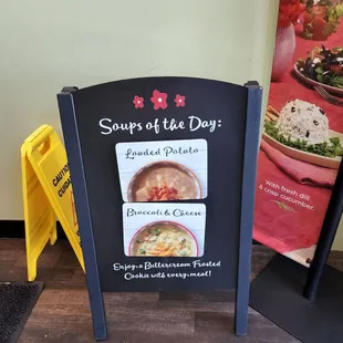 a sign for soup of the day