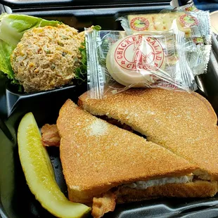 Chicken salad BLT (Sassy Scotty flavor on toasted white bread) w/ a side scoop of their seasonal flavor, Southwest Señorita