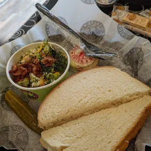 Original salad meal with broccoli salad and cookie