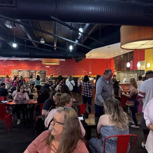 Busy place. Had to wait a very long time (+30 mins.) for our food. The drink machine was broken. No drinks available.