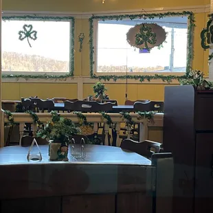 Table for eight and booths.