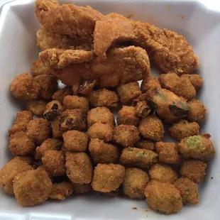 fried chicken in a styrofoam container