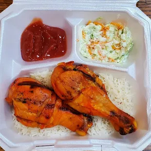 Chicken Tikka + Rice + Salad and Ketchup