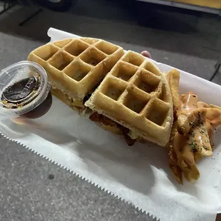 Buffalo Chicken Waffle Sandwich, very good