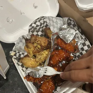 Lemon pepper and sweet and spicy wings