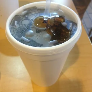 The styrofoam keeps the drink at a more constant temperature.