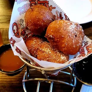 Donuts with Salted Caramel &amp; Cinnamon Maple sauces