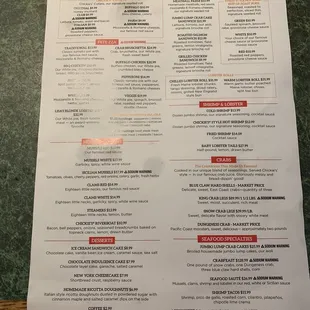 Other side of the menu