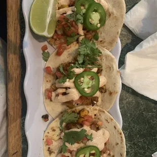 Shrimp tacos- pretty spicy