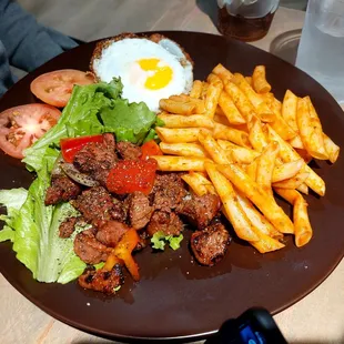 Shaky beef pasta. Good, but small beef portion for the price.