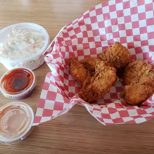 Chicken Strips with Macaroni Salad