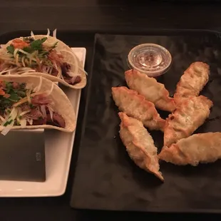 Tacos left and Mondu right