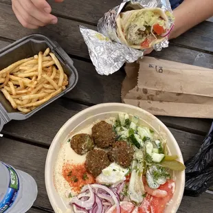 Rice Bowl and falafel gyro