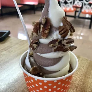 Soft serve twist with pecans