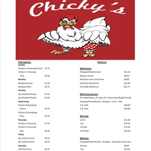 Daily specials, Barbecue and Ribs
